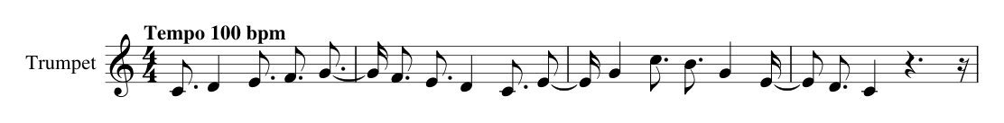 An engraved melody with clef, time signature and notes.