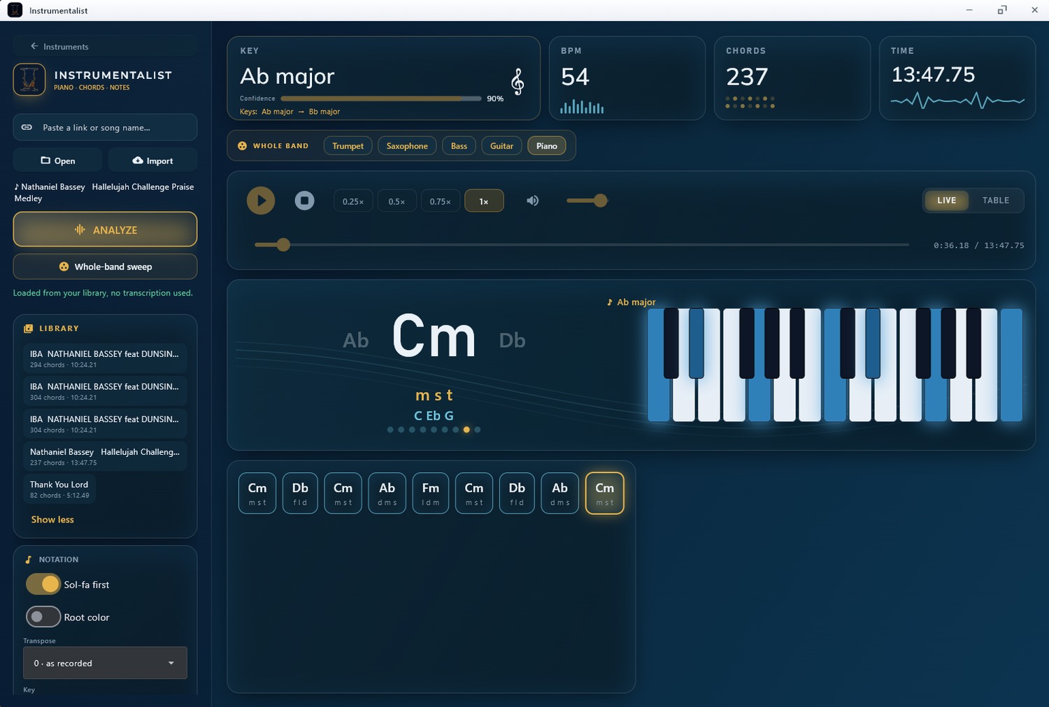 Instrumentalist on the desktop, chords and the chord track